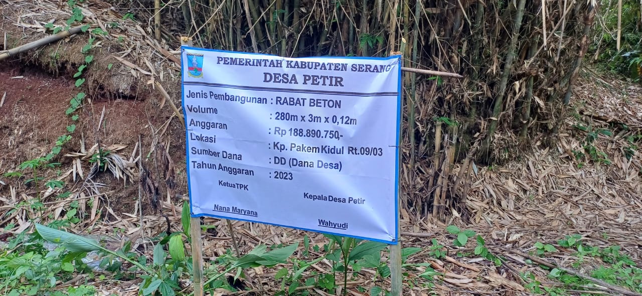 Dana Desa Tahap Tiga Tahun 2023 Desa Petir Kabupaten Serang Bangun Insfratruktur Jalan Rabat Beton Di Kampung Pakem Kidul Dana Desa Tahap Tiga Tahun 2023 Desa Petir Kabupaten Serang Bangun Insfratruktur Jalan Rabat Beton Di Kampung Pakem Kidul