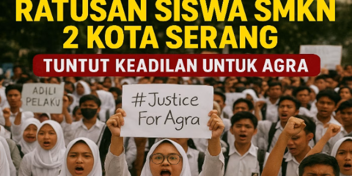 Ratusan Siswa SMKN 2 Kota Serang Gelar Aksi Tuntut Keadilan untuk Agra
