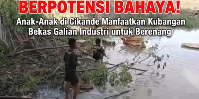 Berpotensi Bahaya! Anak-Anak di Cikande Manfaatkan Kubangan Bekas Galian Industri untuk Berenang