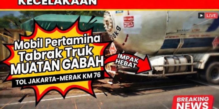 Mobil Pertamina Tabrak Truk Muatan Gabah di Tol Jakarta–Merak KM 76
