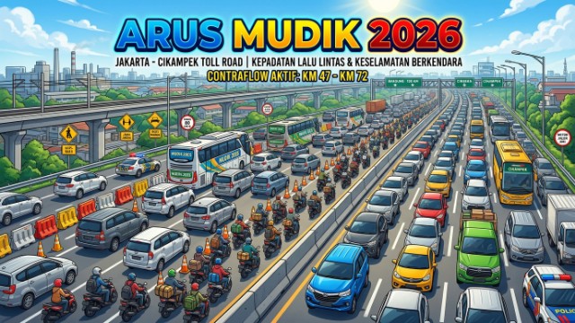 Kepolisian Perpanjang Contraflow di Tol Jakarta-Cikampek, Antisipasi Lonjakan Arus Mudik 2026 Kepolisian Perpanjang Contraflow di Tol Jakarta-Cikampek, Antisipasi Lonjakan Arus Mudik 2026