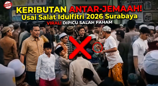 Keributan Antarjemaah Usai Salat Idulfitri 2026 di Surabaya Viral, Dipicu Salah Paham