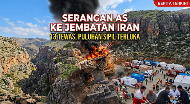 Serangan AS ke Jembatan Iran Tewaskan 13 Orang, Puluhan Warga Sipil Terluka