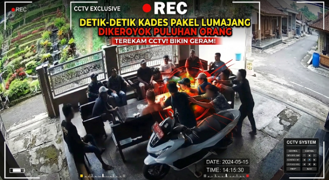 Detik-detik Kades Pakel Lumajang Dikeroyok Puluhan Orang Terekam CCTV
