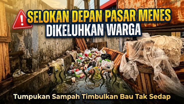Selokan Depan Pasar Menes Pandeglang Dikeluhkan Warga, Tumpukan Sampah Timbulkan Bau Tak Sedap Selokan Depan Pasar Menes Pandeglang Dikeluhkan Warga, Tumpukan Sampah Timbulkan Bau Tak Sedap