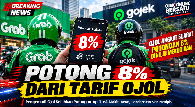 Kabar Terbaru Ojol! Potongan 8% Disorot, Grab dan Gojek Buka Suara